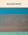 Turquoise Blue Bel Buti Patterned Saree image number 5